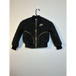 Nike Loose Fit Full Zip Sweater Girls XS 4/5 Black Casual Logo